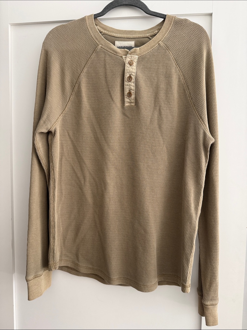 Lucky Brand Men's Long-Sleeve Henley in Tan
